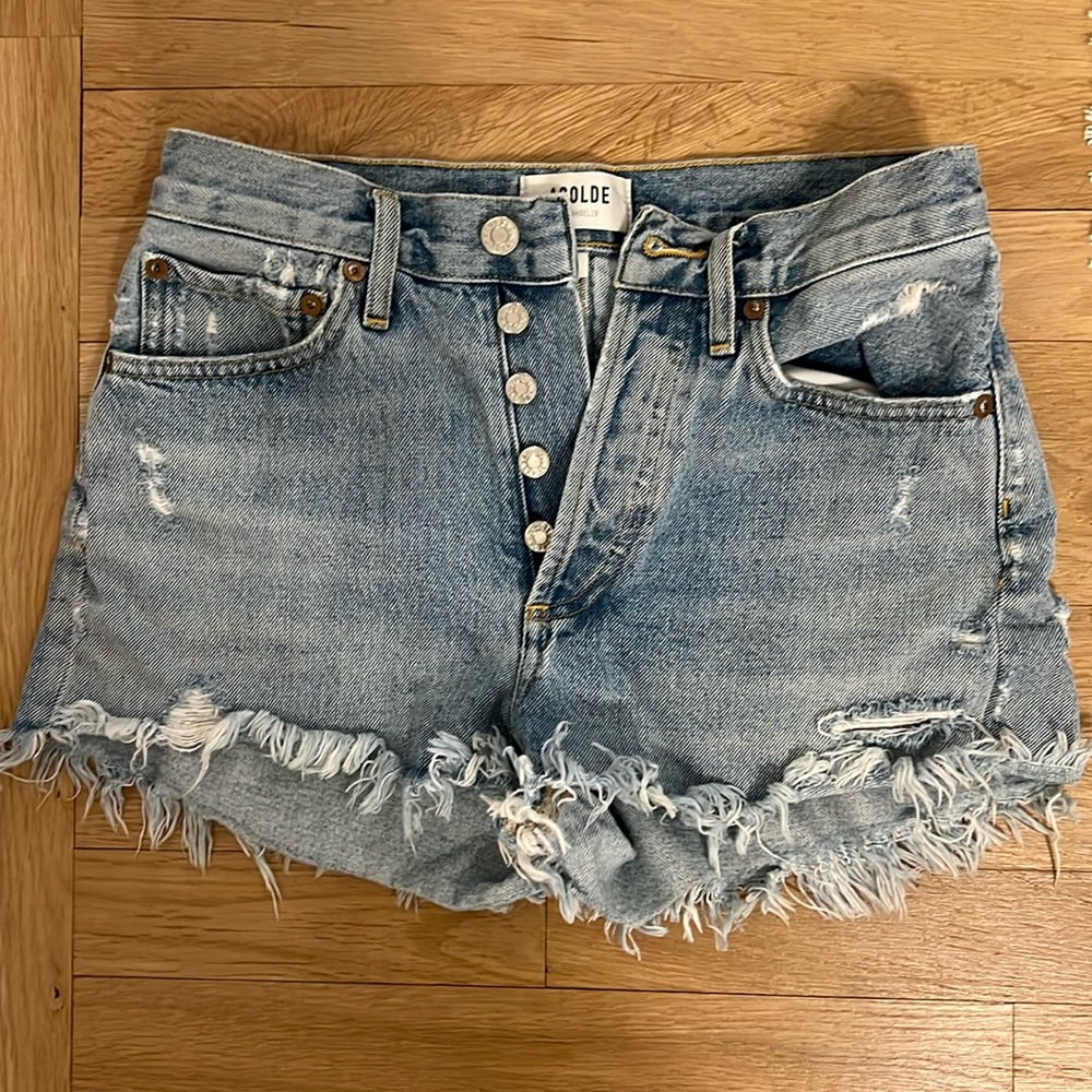 Agolde denim cut off shorts